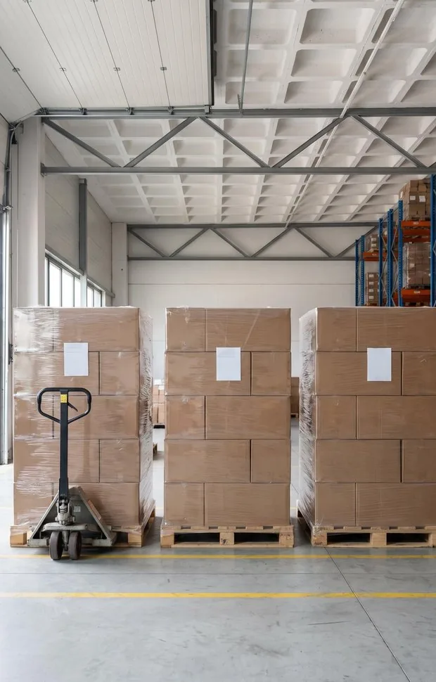 Palletised goods ready for dispatch at IDL PrepCenter